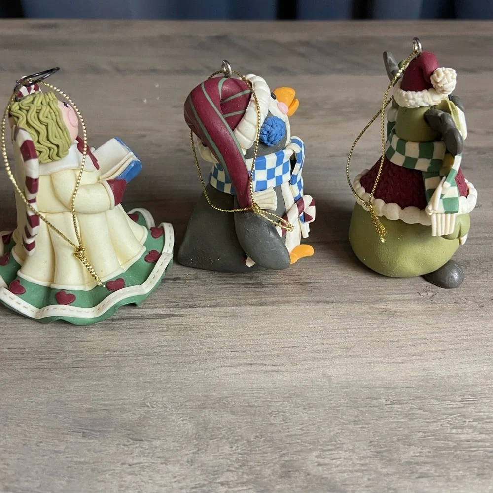 Lot of 3,‎ Polymer Clay Christmas Ornaments, Angel, Penguin, Reindeer